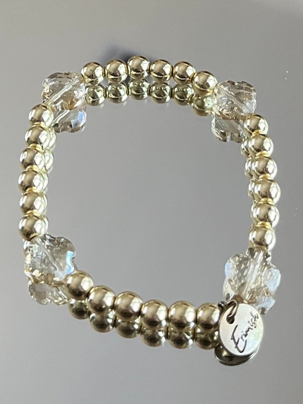 Erimish Faceted Spring Colors Beaded Bracelet Logo Tag Stackable Stretch